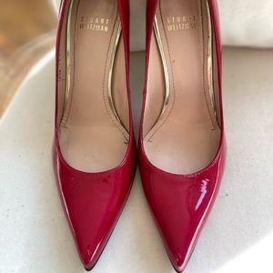 Stuart Weitzman red patent leather heels.